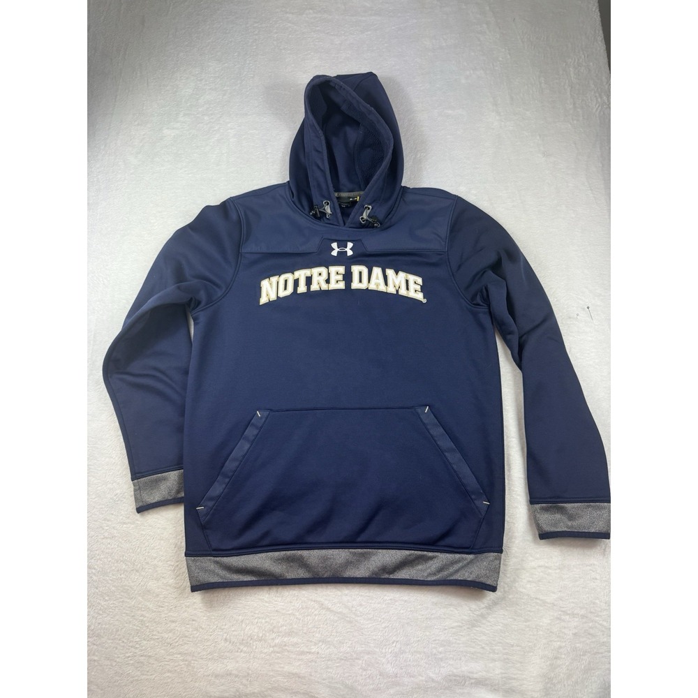 Notre Dame Fighting Irish Hoodie Mens Small Loose Fit Blue Pullover Under Armour